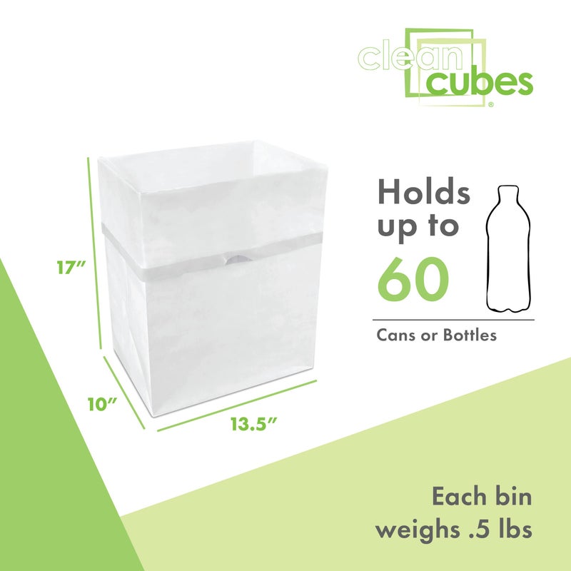 Clean Cubes 13 Gallon Disposable Pop-Up Trash Cans (6-Pack) with Fitted Bags â€“ Foldable Garbage & Recycling Bins for Parties, Events & Kitchen (White, 17" H x 13.5" W x 10" D) - Image 3